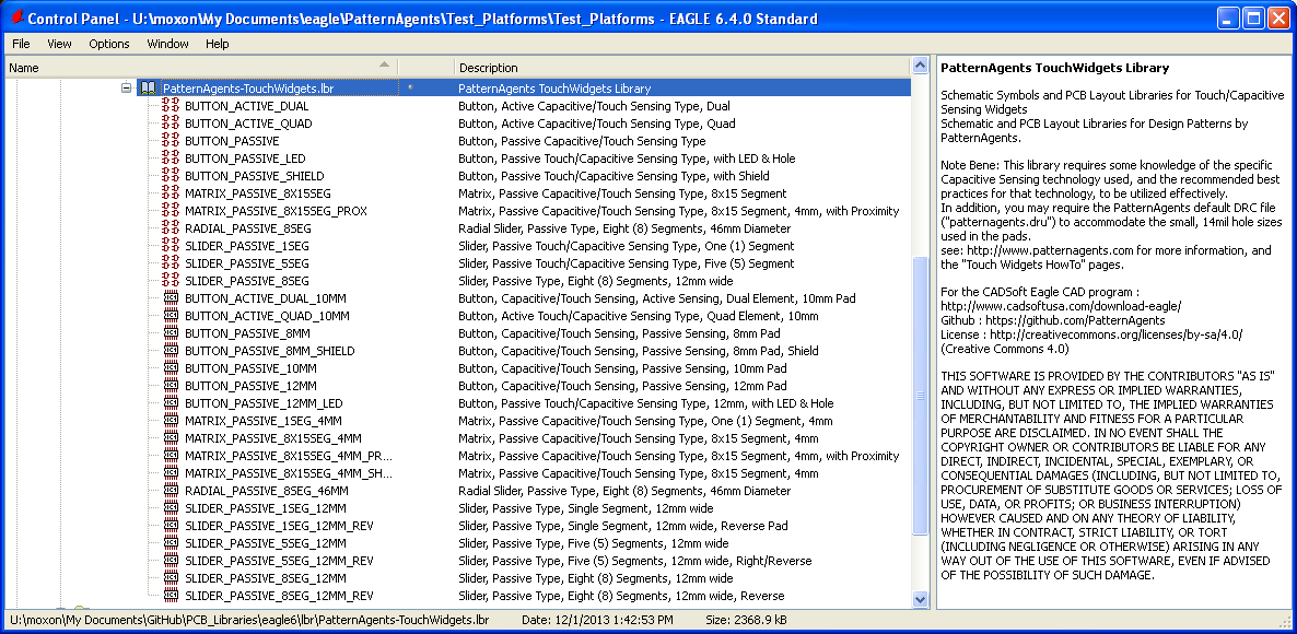 PatternAgents Touch Widgets Library